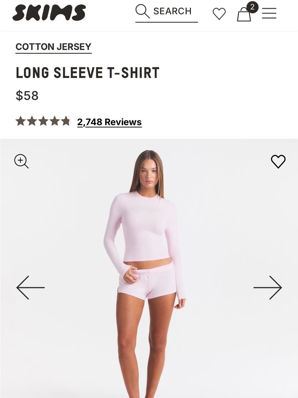Women’s Skims Long-Sleeve Crewneck Top - Light Pink